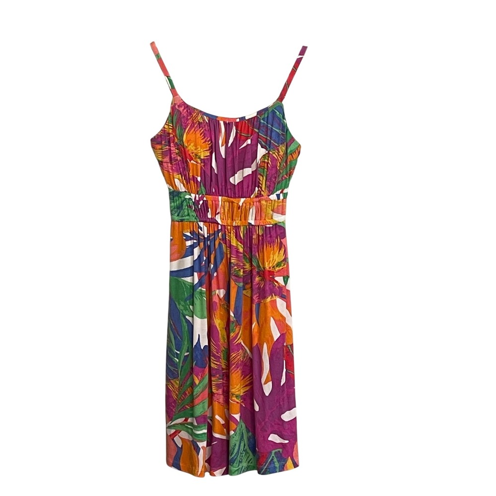 Soma WKND Tropical Floral Empire Waist Midi Dress‎ XS Multicolor Spaghetti Strap